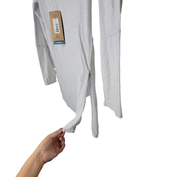 Prana Esme Titanium Grey w/ White Stripe Boat Neck Long Sleeve Tunic Top Sz XS - Picture 6 of 8